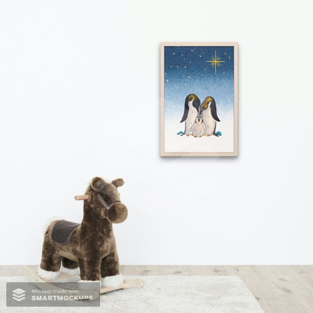 Pôster Adorável Pinguin Family Watercolor (Criador carregado)