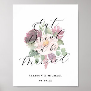 Poster Adore Floral Coma Bebida e seja Marcado com Sinal