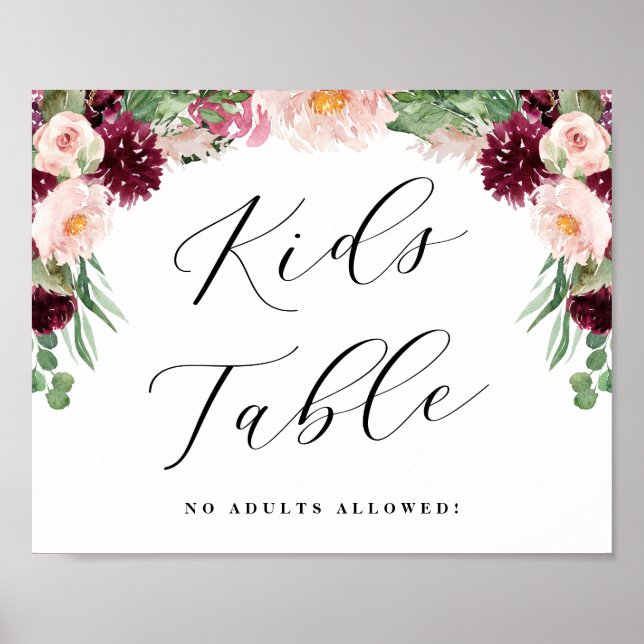 Poster Adore Floral Kids Mesa Calliografia Sinal de Casam (Frente)