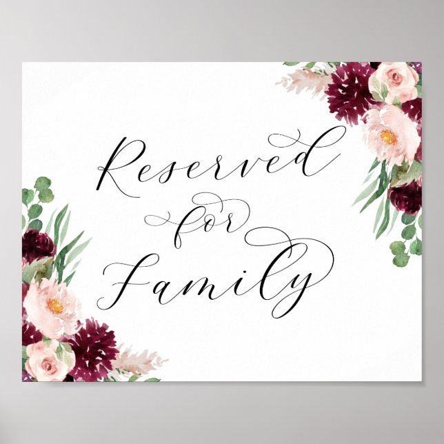 Poster Adore | Floral Reservado para Sinal de Casamento F (Frente)