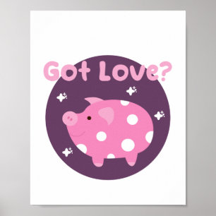Poster Adorei Kawaii, um porco rosa fofo