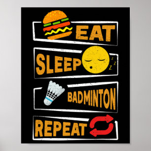 Poster Adormecer Badminton Repetir Jogadores Engraçados D
