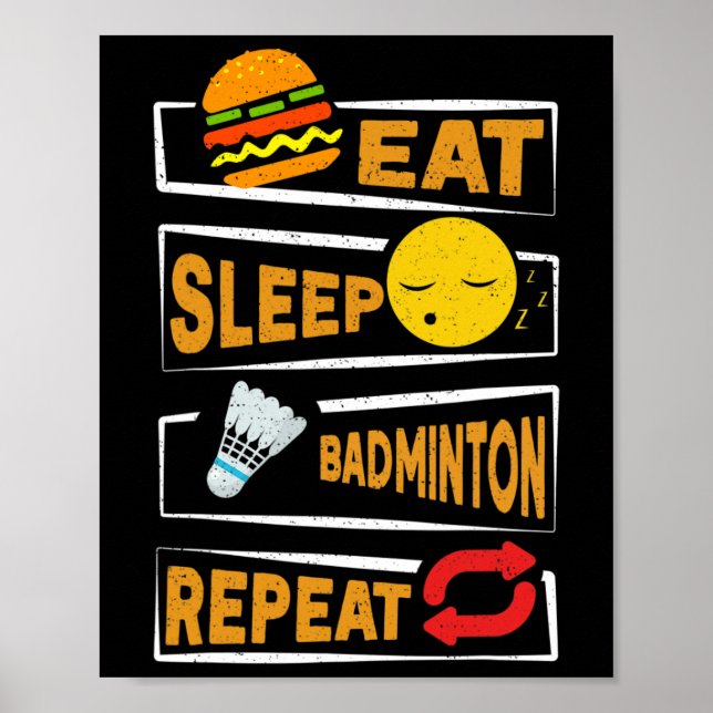 Poster Adormecer Badminton Repetir Jogadores Engraçados D (Frente)