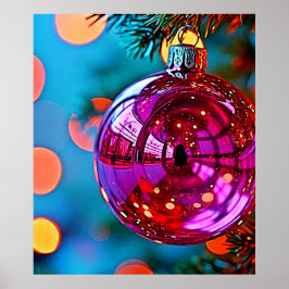 Poster Adorno de Natal Vibrante com Design Brilhante