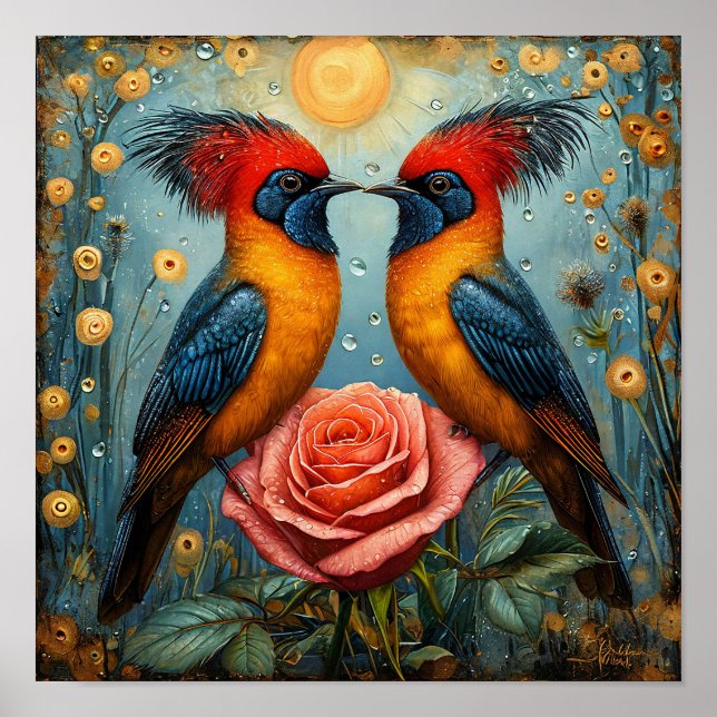 Poster Adorno de pássaros (Frente)