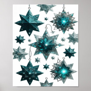 Poster Adorno Estrela Azul em Prata