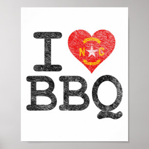 Poster Adoro Churrasco da Carolina do Norte I Heart Nc By