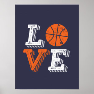 Pôster Adoro Fã de Jogos de Basquete