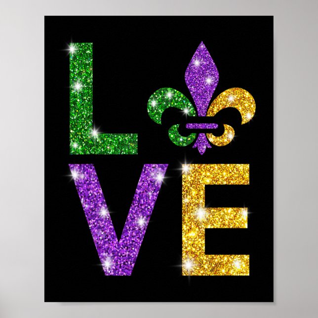 Poster Adoro Mardi Gras Mardi Gras Camisa Para Meninas (Frente)