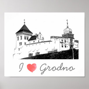Poster Adoro o Castelo de Arquitetura do Grodno Belarus
