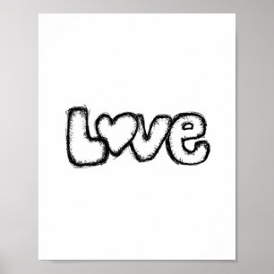 Poster adoro rabiscar preto branco simples costume