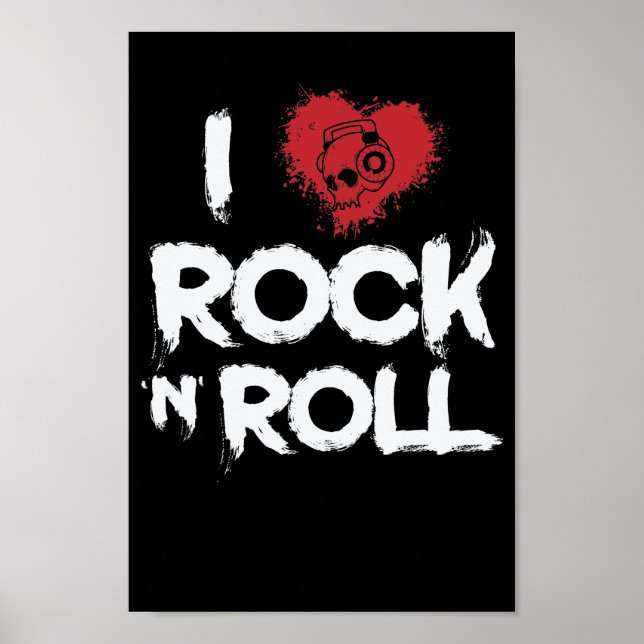 Poster Adoro Rock n Roll Musikstil Genre Gitarre (Frente)
