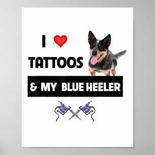 Poster Adoro Tatuagens E Minha Tatuagem De Cachorro Azul