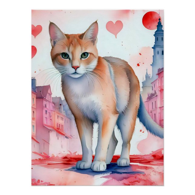 Pôster Adoro um gato (Frente)