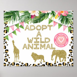 Poster Adotar Um Sinal De Festa de aniversário Animal Se