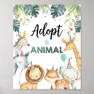 Poster Adotar um Sinal de Mesa de Aniversário para Anima