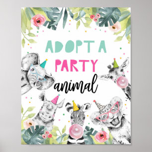 Poster Adotar um Sinal de Mesa de Aniversário para Anima