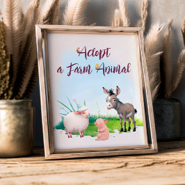 Poster Adotar uma Festa de aniversário animal Fazenda
