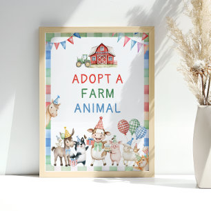 Poster Adote um Aniversário do Barnyard Animal Fazenda