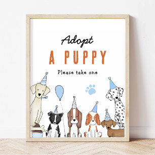 Poster adote um canhoto Sinal de Mesa de Cachorro Pawty