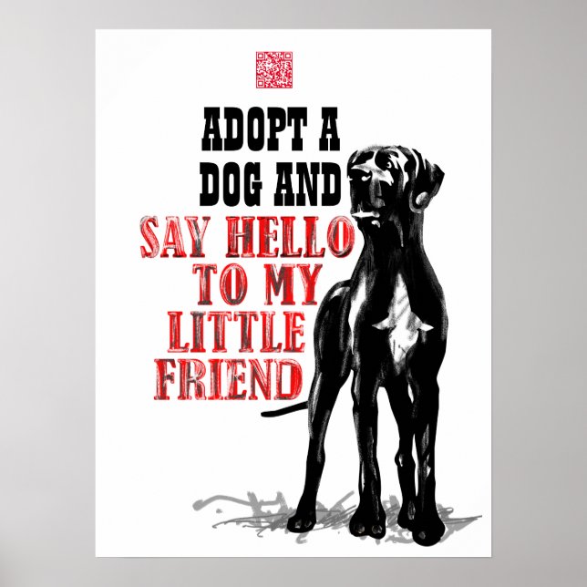 Poster Adote um cão Great Dane (Frente)