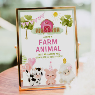 Poster Adote uma Fazenda Animais Garota do Barnyard Anive