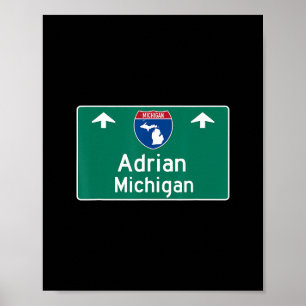 Poster Adrian Michigan Mi Rodovia Interestadual Souvenir