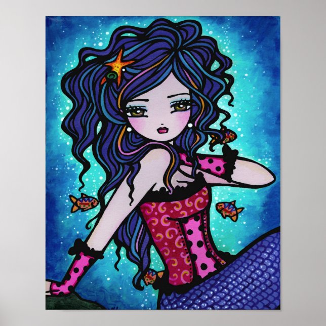 Poster Adriana Mermaid Tropical Fantasy Art (Frente)