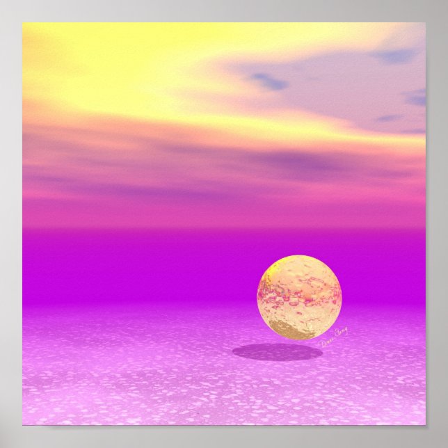 Pôster Adrift, Oceano Violeta Abstrato Dourado (Frente)