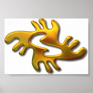 Poster Adrinkra-peace-gold