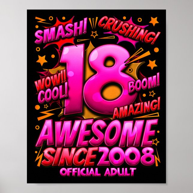Poster Adult 18 Year Old For Boys 18th Birthday Boy  (Frente)