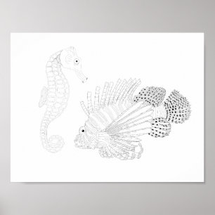 Poster adulto da coloração de Sealife