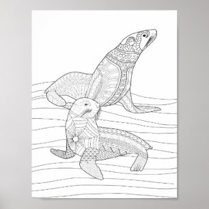 Poster adulto da coloração dos selos