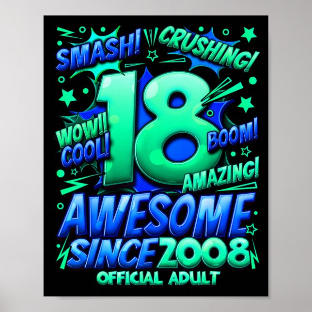 Poster Adulto de 18 anos para meninos Aniversário de 18 a (Frente)