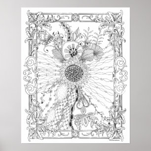 Poster Adulto de Coloração "Love of Sunflower Ar