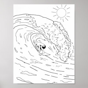 Poster adulto surfando da coloração