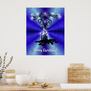Poster Advento, Artdeco de Natal no Arco Verde Azul