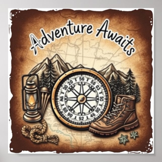 Poster Adventure aguarda download digital - DTF perfeito (Frente)