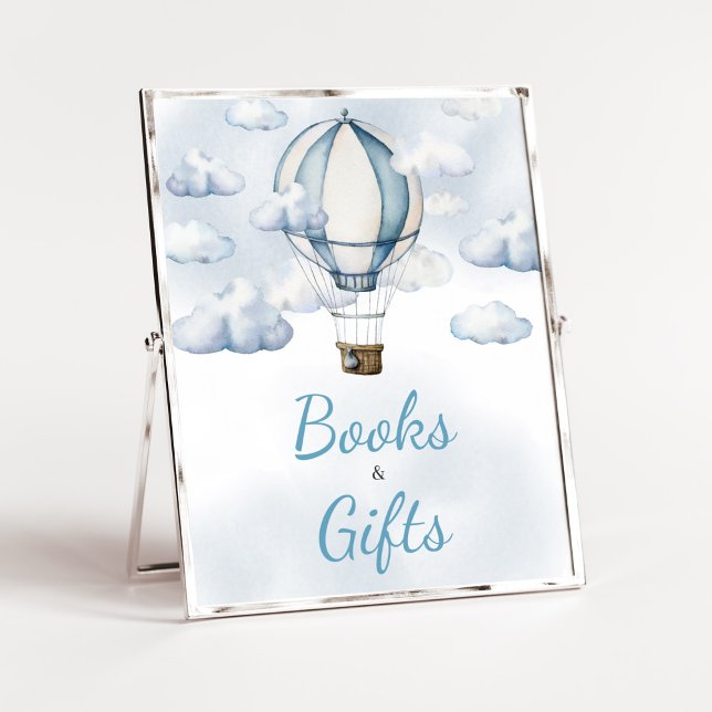 Poster Adventure aguarda livros e presentes de balões de  (Adventure Awaits Baby Shower Books and Gifts Sign)