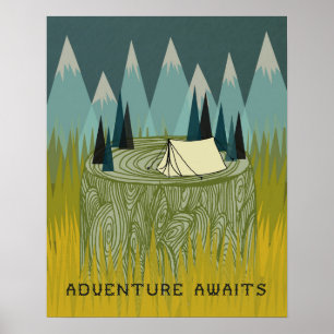 Pôster Adventure Awaits - Boys Room Art Kids Design