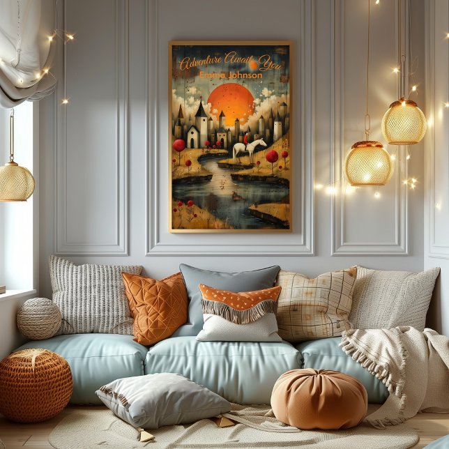 Pôster Adventure Awaits You, Póster Inspirador para Niños (Criador carregado)