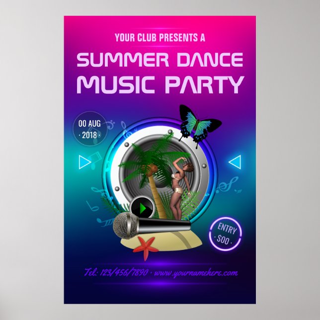 Poster Advert. Club Summer Dance Music Party (Frente)