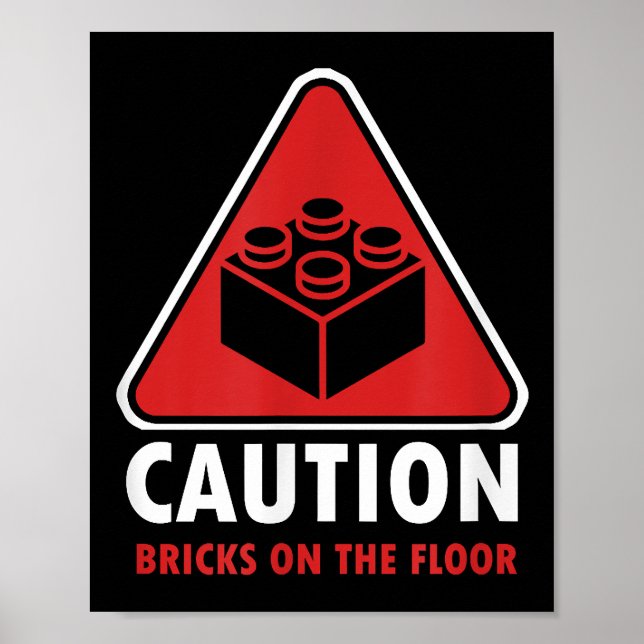 Poster Advertência Engraçada Blocos De Construção Blocos  (Frente)