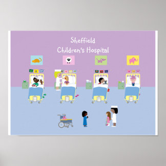 Pôster Advertência para crianças no hospital personalizáv