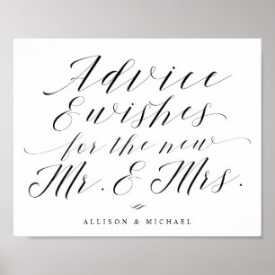 Poster Advice and Wishes Elegant Calligraphy Wedding Sign