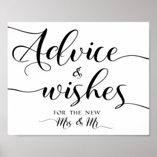 Poster Advice and wishes wedding sign 8x10