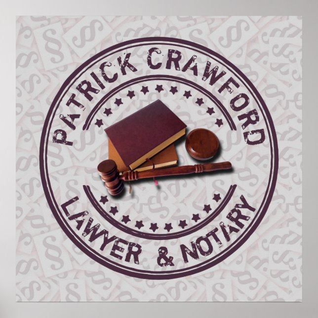 Poster Advogado Ou Carteira Com Juiz Hammer E Nome (Frente)