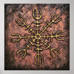 Pôster AEgishjálmr - Helma Viking da Proteção Norse Awe