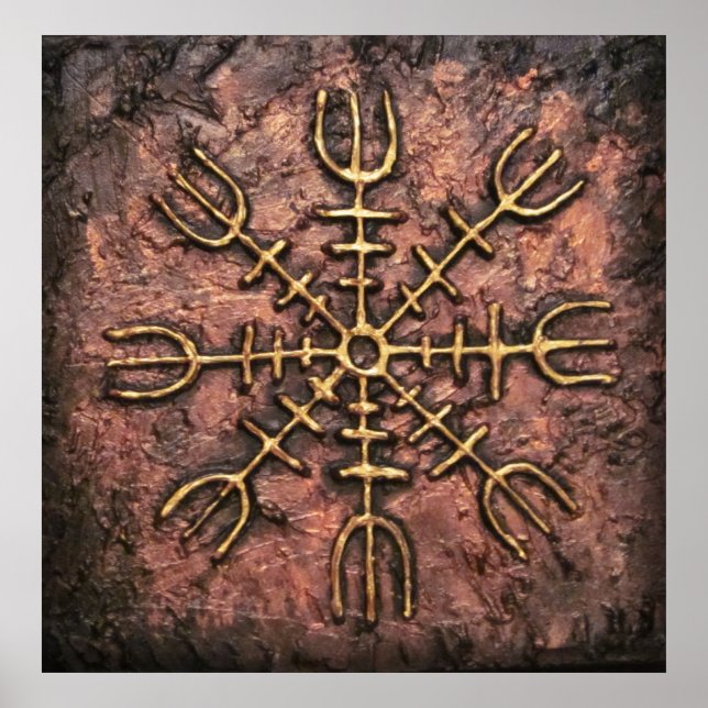 Pôster AEgishjálmr - Helma Viking da Proteção Norse Awe (Frente)