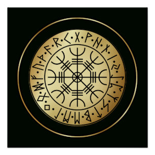 Pôster AEgishjálmr - Helma Viking da Proteção Norse Awe